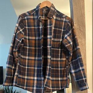 Eddie Bauer Blue and Brown Plaid Shirt